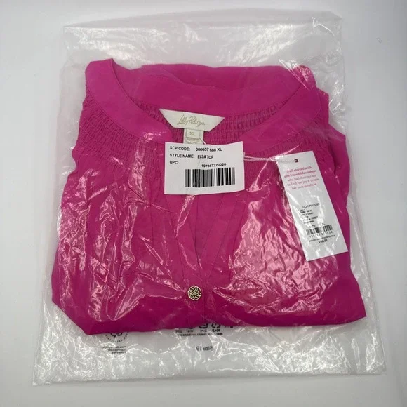 NWT Lilly Pulitzer Elsa Silk Top Parigi Pink Women's X Large XL Silk Blouse NEW - Picture 4 of 4